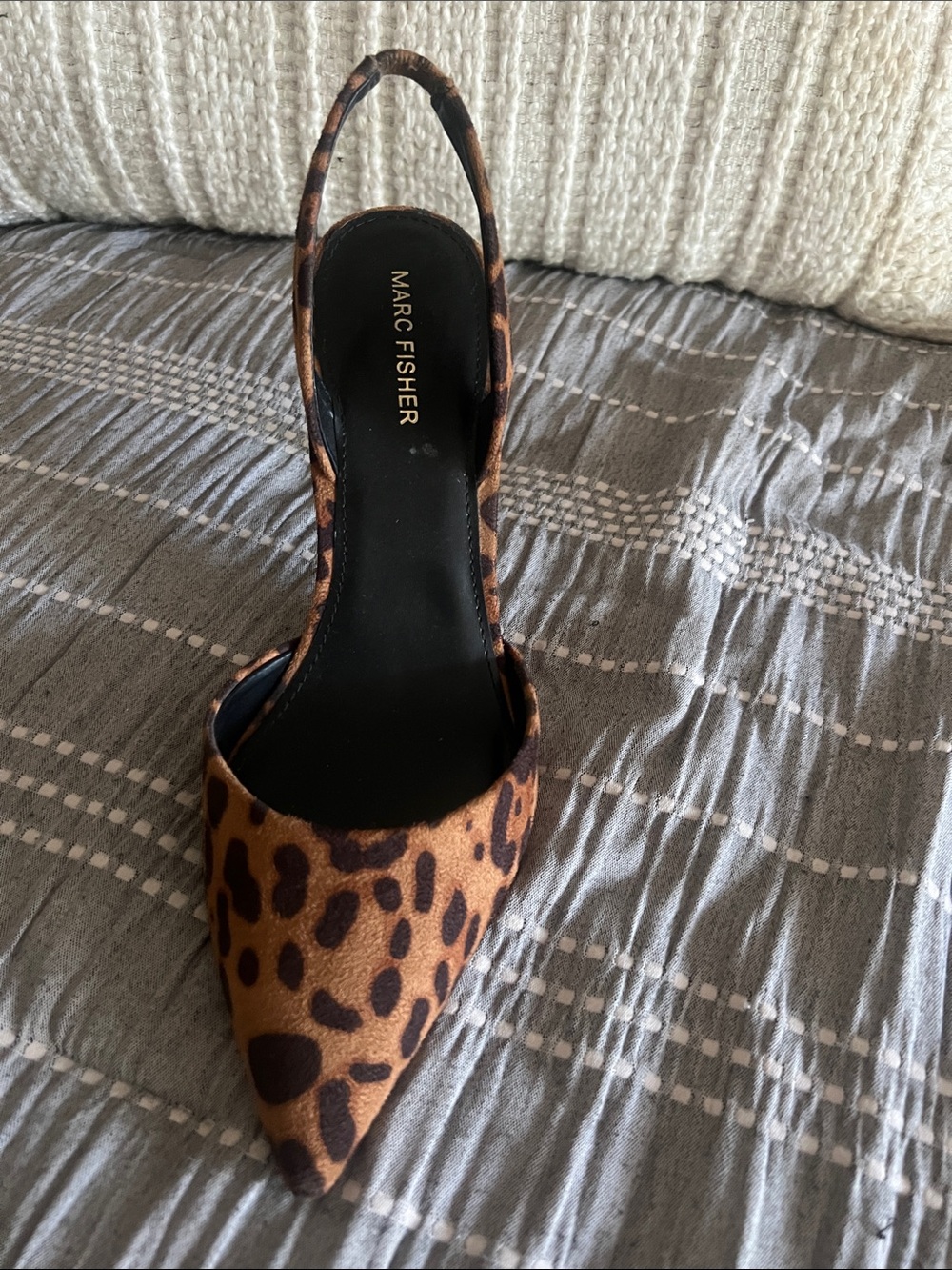 Marc Fisher Leopard-Print Pointed Slingback Pumps in Brown and Black - Picture 2 of 3